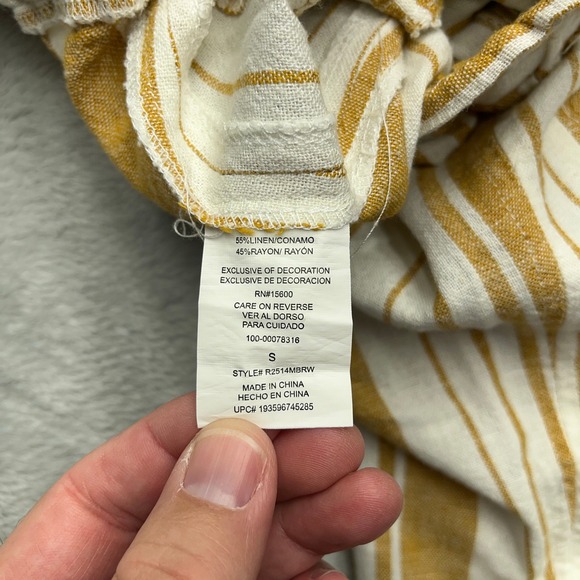 Rewind Women's Boho Striped Linen Wide Leg Pants Size S Elastic Waist Drawstring - Picture 6 of 8